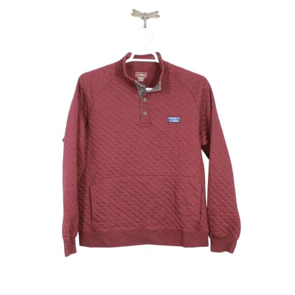 LL Bean Quilted Sweatshirt Mockneck Deep Wine Size Large - Picture 1 of 10